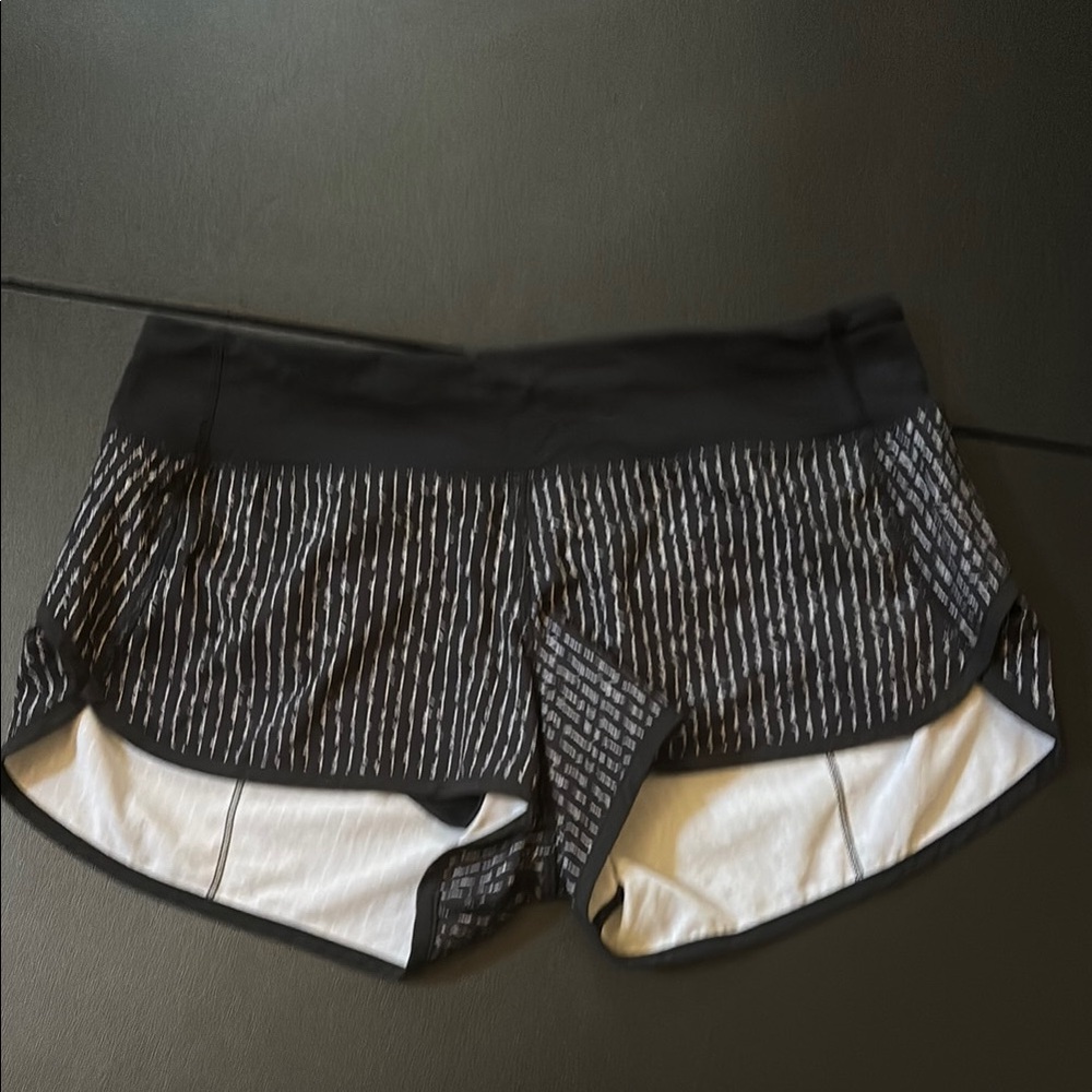 lululemon athletica Black and White Striped Athletic Shorts